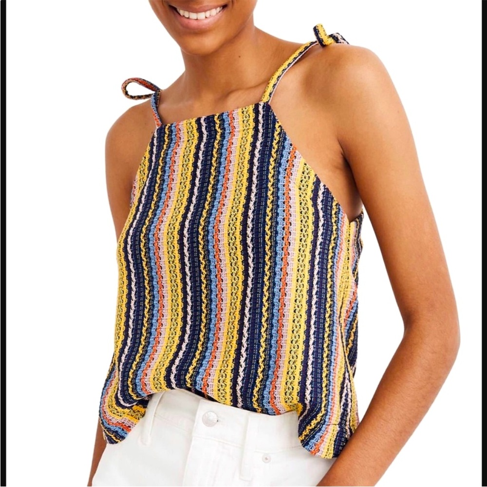 Madewell Texture & Thread Tie Shoulder Tank Top in Rainbow Size XS EUC